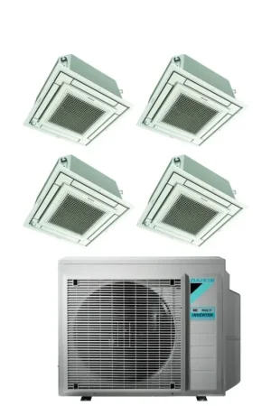 Promo Stagionale Climatizzatore Condizionatore Daikin Bluevolution Inverter Quadri Split a Cassetta FFA-A 9+9+9+18 con 4MXM80N R-32 Wi-Fi Optional Con Griglia Bianca Inclusa 9000+9000+9000+18000 - Garanzia Italiana