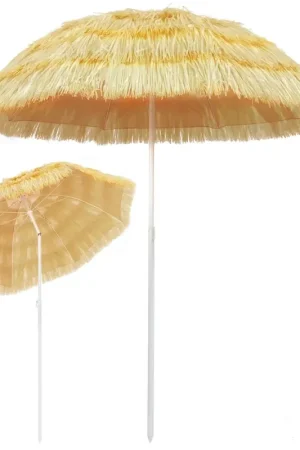 Ombrellone da Spiaggia Naturale 180 cm in Stile Hawaiano 44547 Soddisfatti O Rimborsati