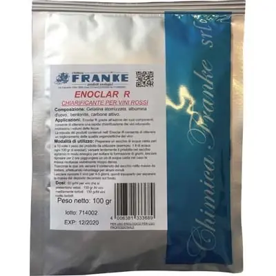 Novità CHIARIFICANTE ENOLOGICO ENOCLAR R FRANKE - VINO ROSSO GR 100- 5 pezzi
