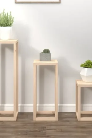 Acquista Ora Set Supporti per Piante 3 pz in Legno Massello di Pino 822267