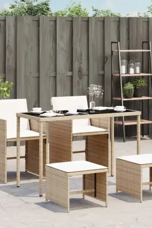 A Buon Prezzo Set da Pranzo da Giardino 5 pz con Cuscini Beige in Polyrattan 365083