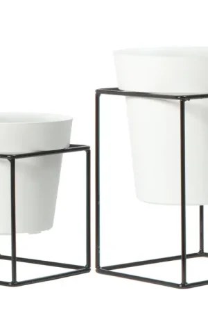 Acquista Ora Nicoli Set 2 Vasi con 2 Alzatine in Metallo | Portavasi di Design per Interno | Made in Italy