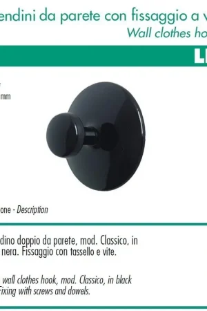 1 appendino da parete classic disco fissaggio a muro nero Prezzo Conveniente