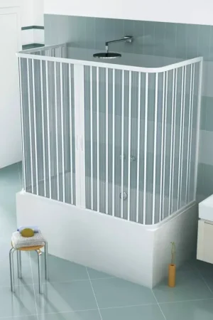 ? Box Vasca a Soffietto Venusia 3 Lati 70x140x70 cm - Parete Sopravasca Integrale in PVC Vendita Finale