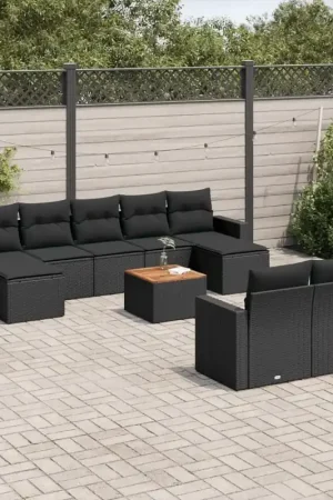 A Buon Prezzo Set Divani da Giardino 10pz con Cuscini in Polyrattan Nero 3224333