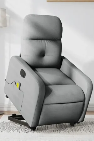 Poltrona Alzapersona Massaggi Elettrica Grigio Chiaro Tessuto 3206822 Esclusivo